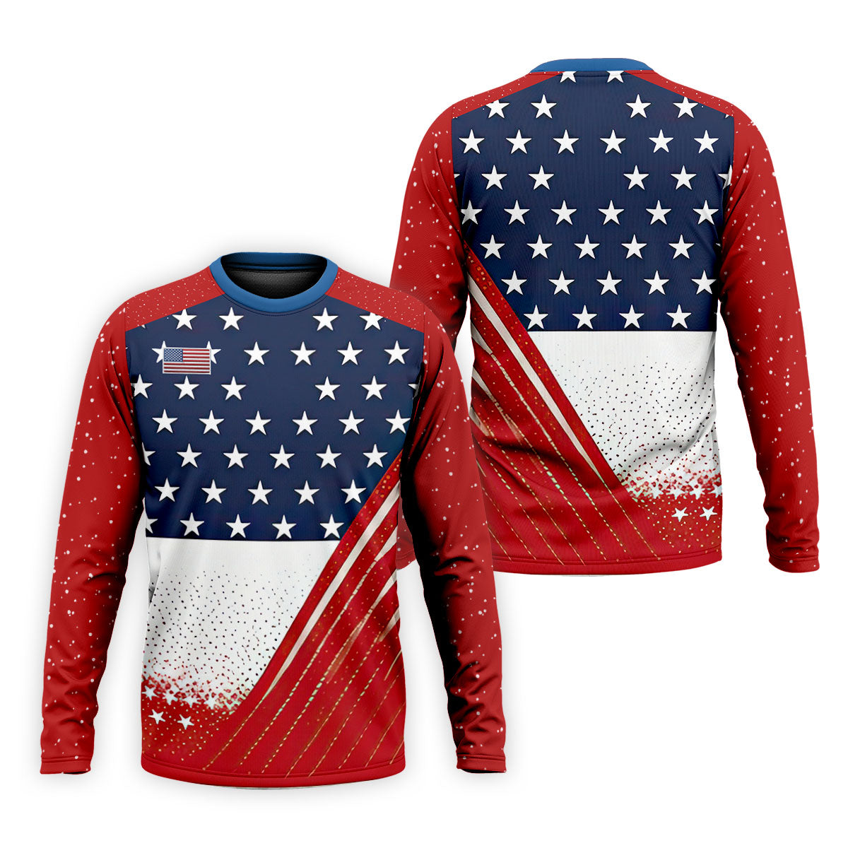 White Star Patriotic 4th Of July American Flag Golf Polo Shirt, Patriotic Golf Shirt, Golf Shirts For Men