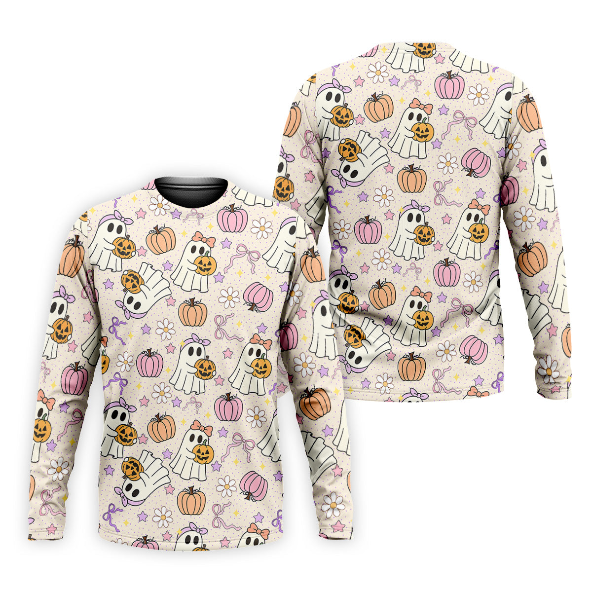 Halloween Seamless Pattern Cute Golf Shirt, Retro Halloween Polo ShirtFor Men, Golfing Apparel