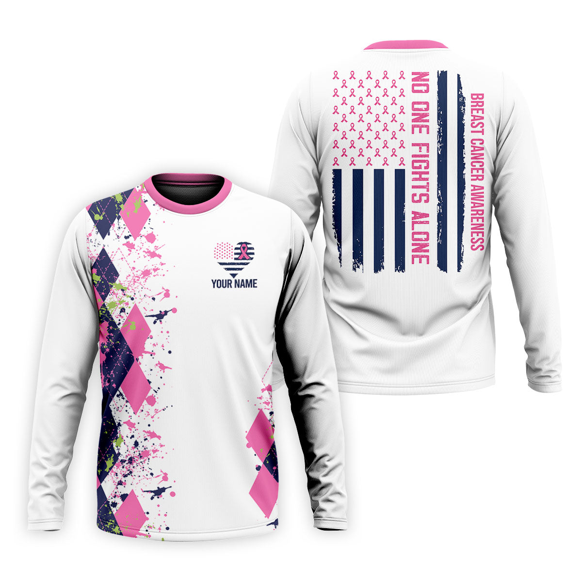 Custom No One Fights Alone Breast Cancer Shirt, Golf Polo Shirts For Men, Mens Golf Shirts