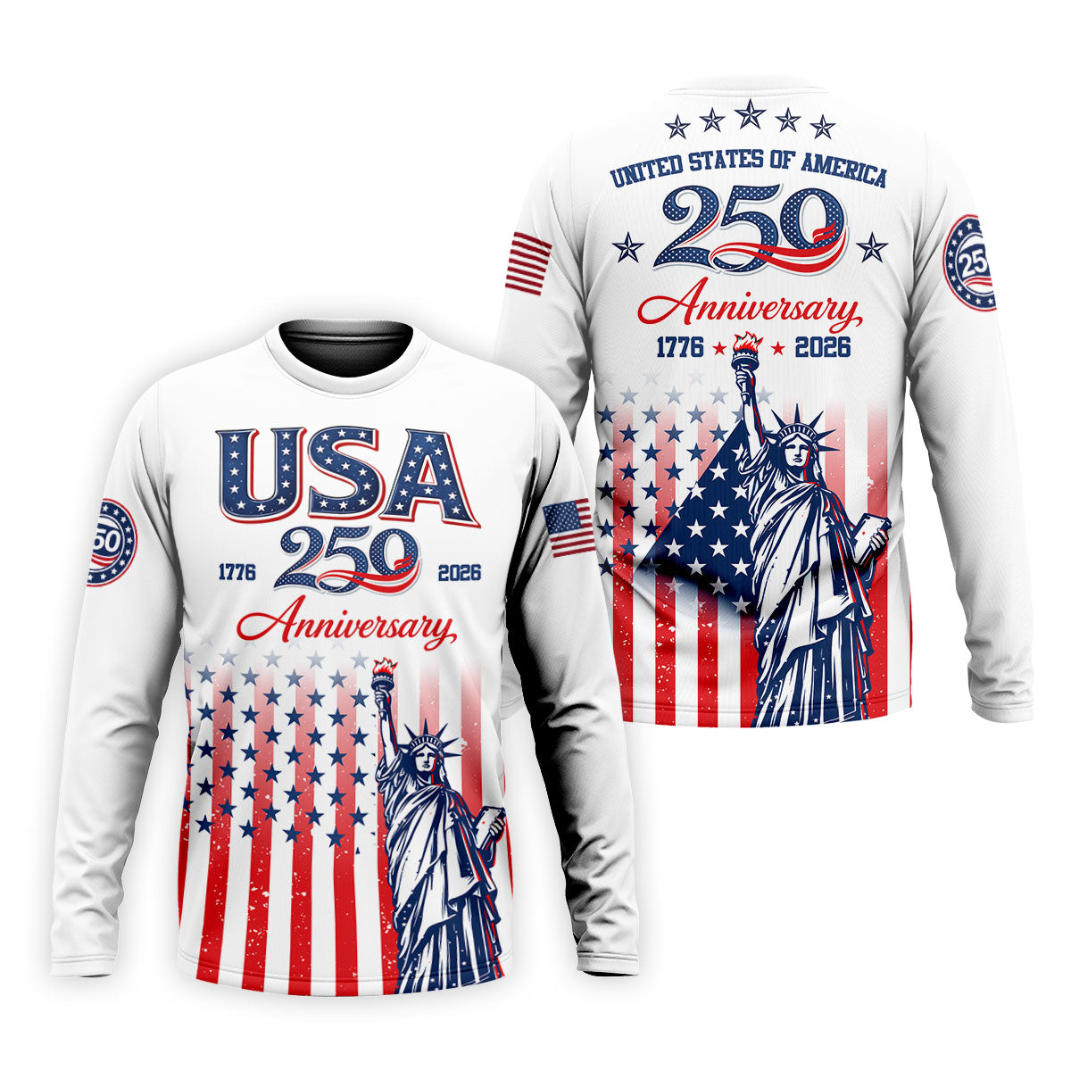 250 Anniversary Statue Of Liberty US Flag Golf Shirt, Patriotic 4th Of July Golf Shirts For Men