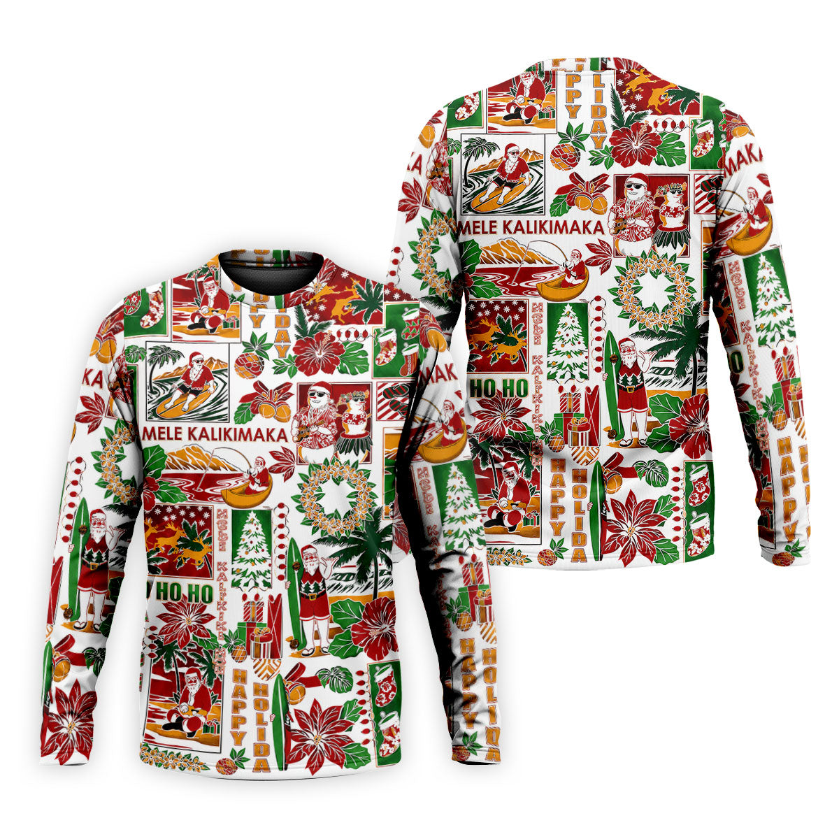 Men's Mele Kalikimaka Hawaiian Christmas Golf Shirt, Tropical Santa Holiday Golf Shirt, Golf Apparel For Men