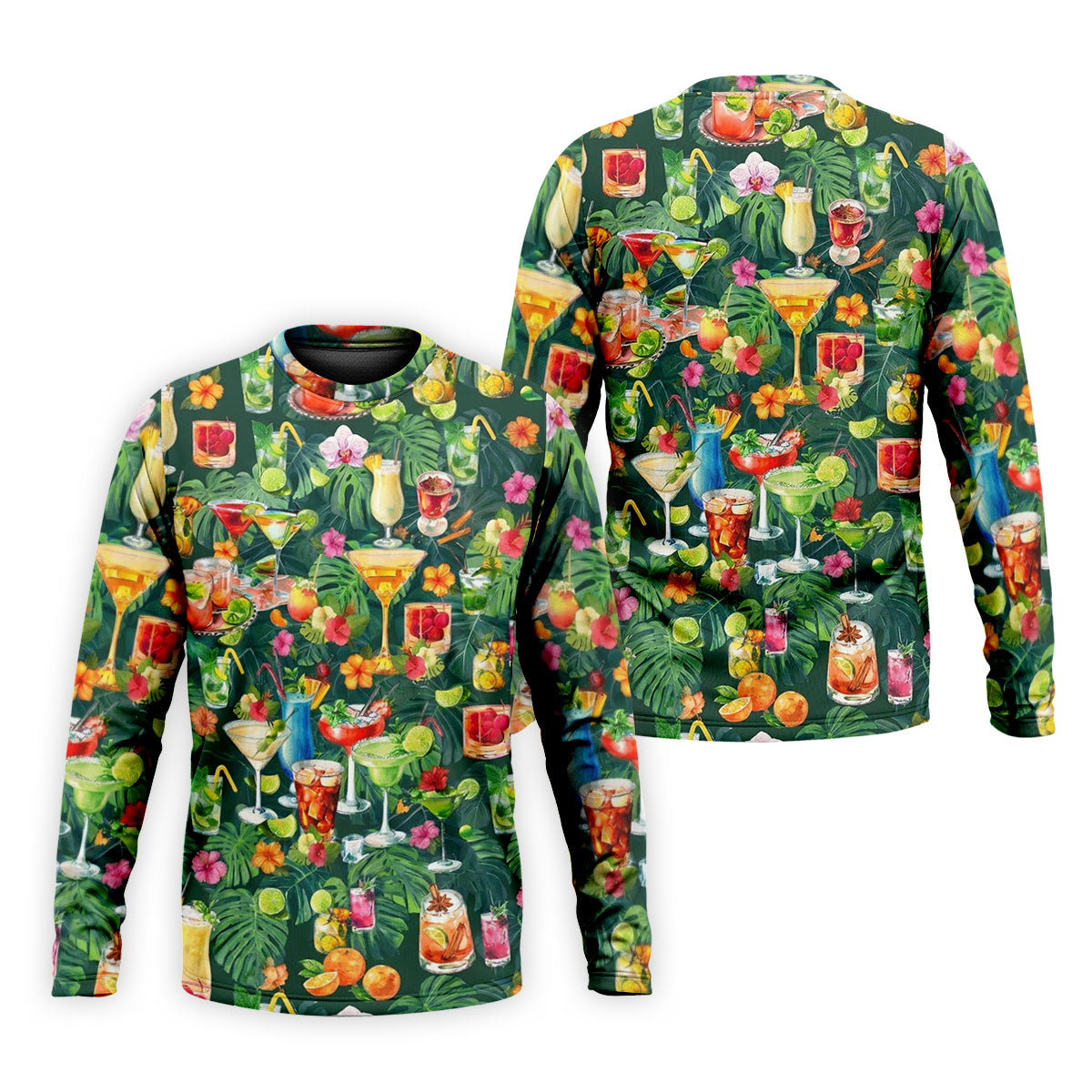 Tropical Cocktail Drinks And Floral Paradise Golf Polo, Hawaiian Golf Shirt, Golf Shirts For Men