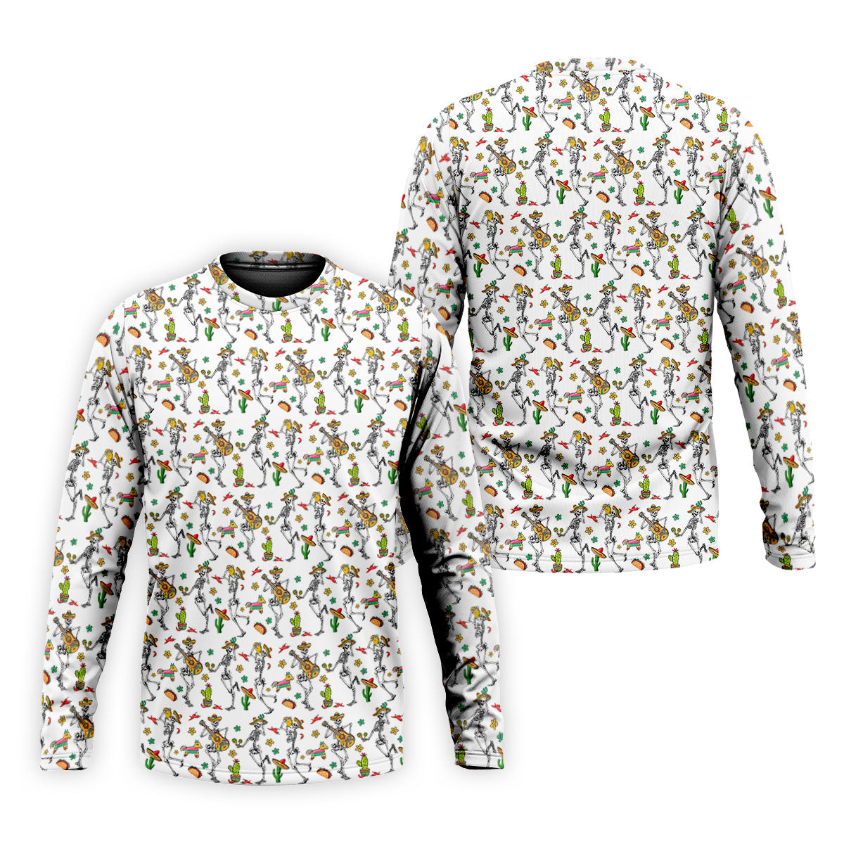 Dia De Muertos Skeletons Cinco De Mayo Celebration Fiesta Themed White Golf Shirts For Men