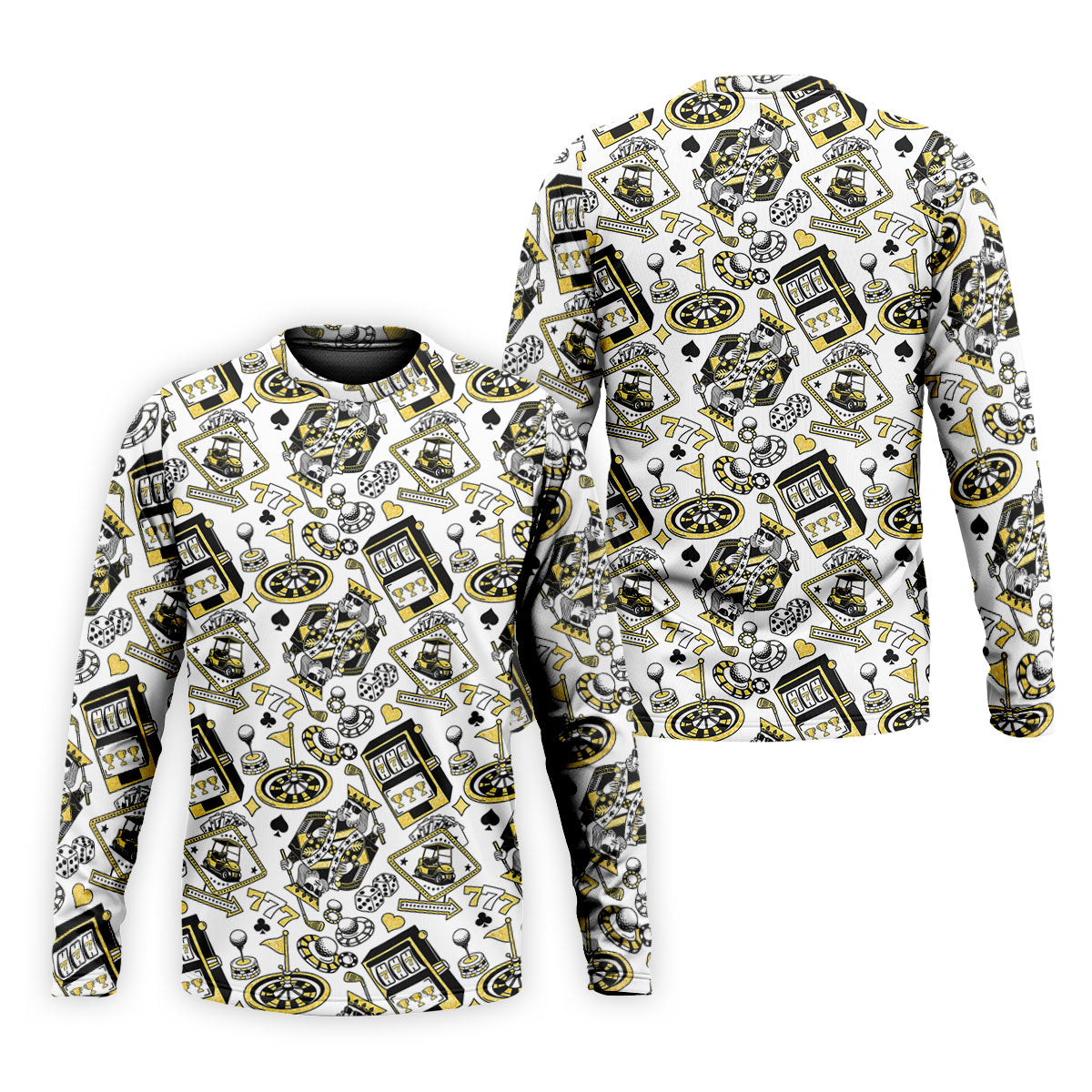 Casino Golf Pattern White Hawaiian Golf Polo Shirt, Mens Polo Shirts, Golf Shirts For Men