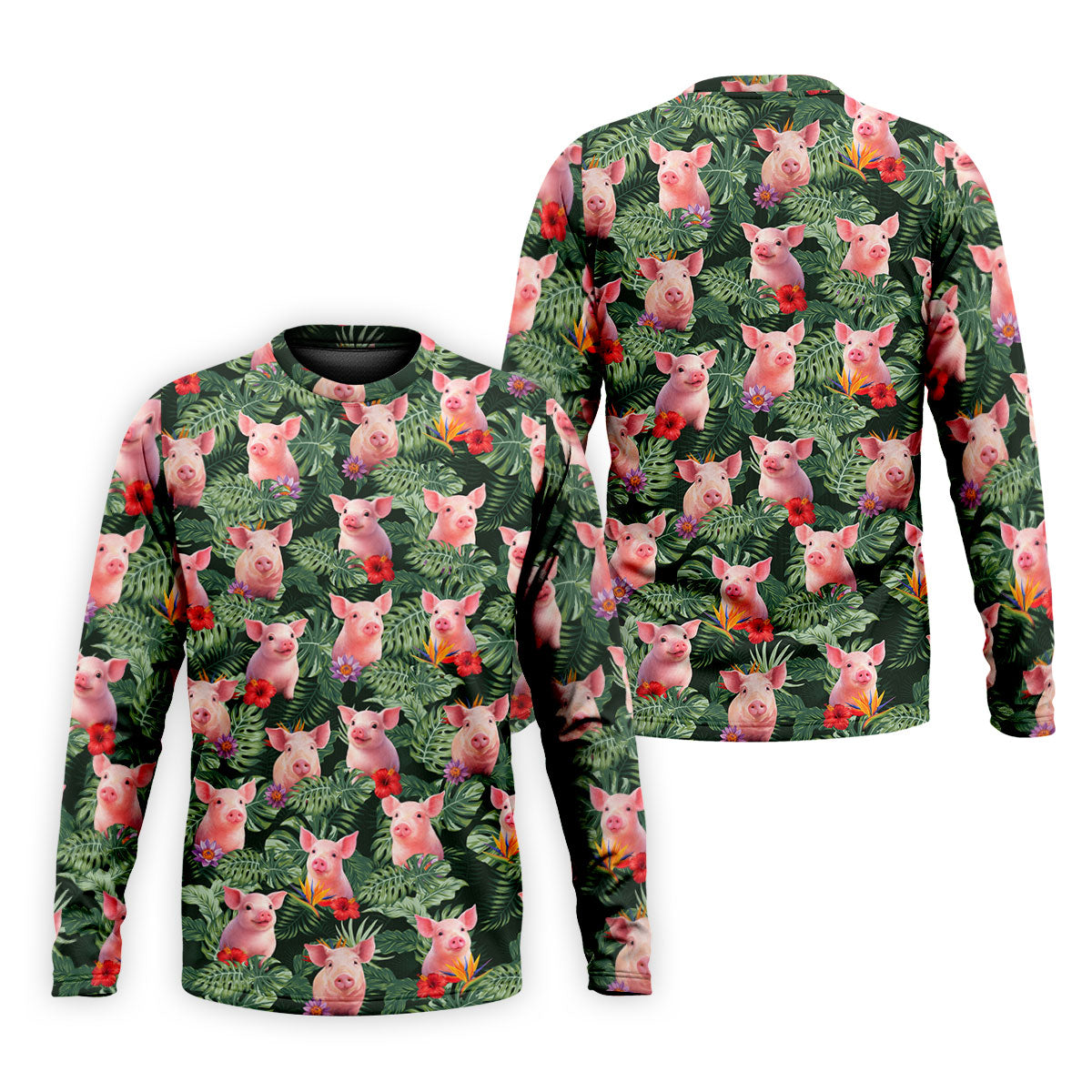 Cute Pig Tropical Monstera Hawaiian Golf Polo Shirt, Hawaiian Golf Shirt, Golf Shirts For Men