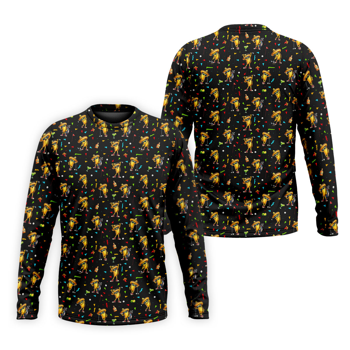 Fairway Fiesta Taco Margarita Mexico Theme Black Golf Shirt, Men's Golf Shirts, Polo Shirts For Men