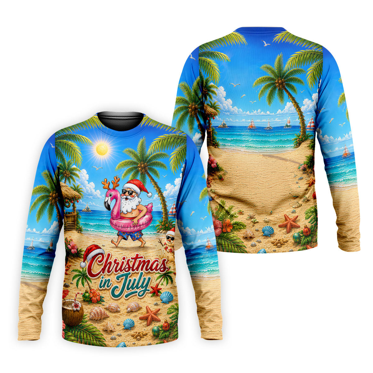 Santa Christmas In July Beach Golf Shirt, Christmas Golf Shirt, Golf Apparel For Men