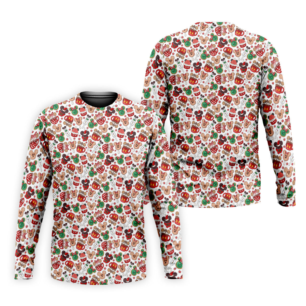 Cute Christmas Dessert Pattern Golf Tops For Men, Cartoon Character Polo Shirts For Men, Christmas Golf Shirt