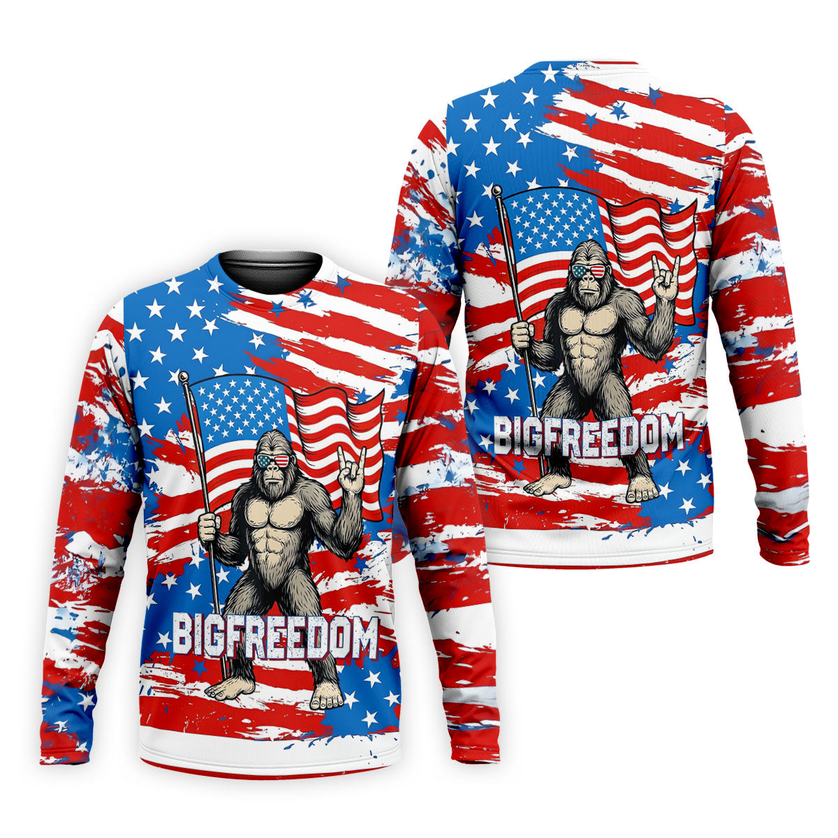 Bigfreedom Red White Blue Patriotic Bigfoot 4th Of July Golf Shirt, 250 Years Golf Shirts For Men