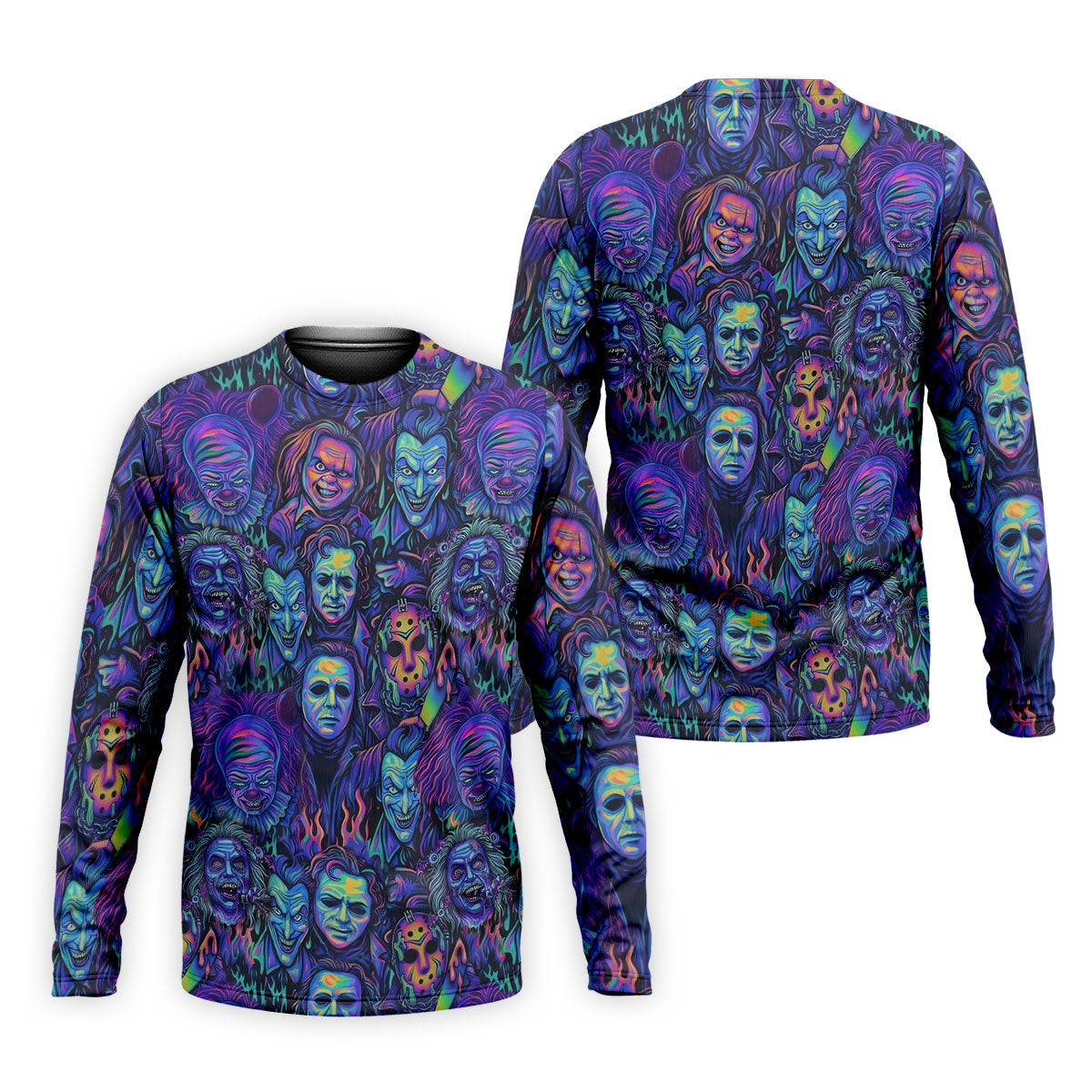 Neon Horror Character Villains Halloween Golf Shirt, Mens Golf Polo, Golf Apparel For Men