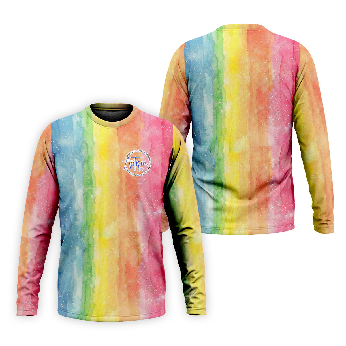 Autism Awareness Watercolor Rainbow Men's Golf Shirt, Polo Shirts For Men, Golf Shirts For Men