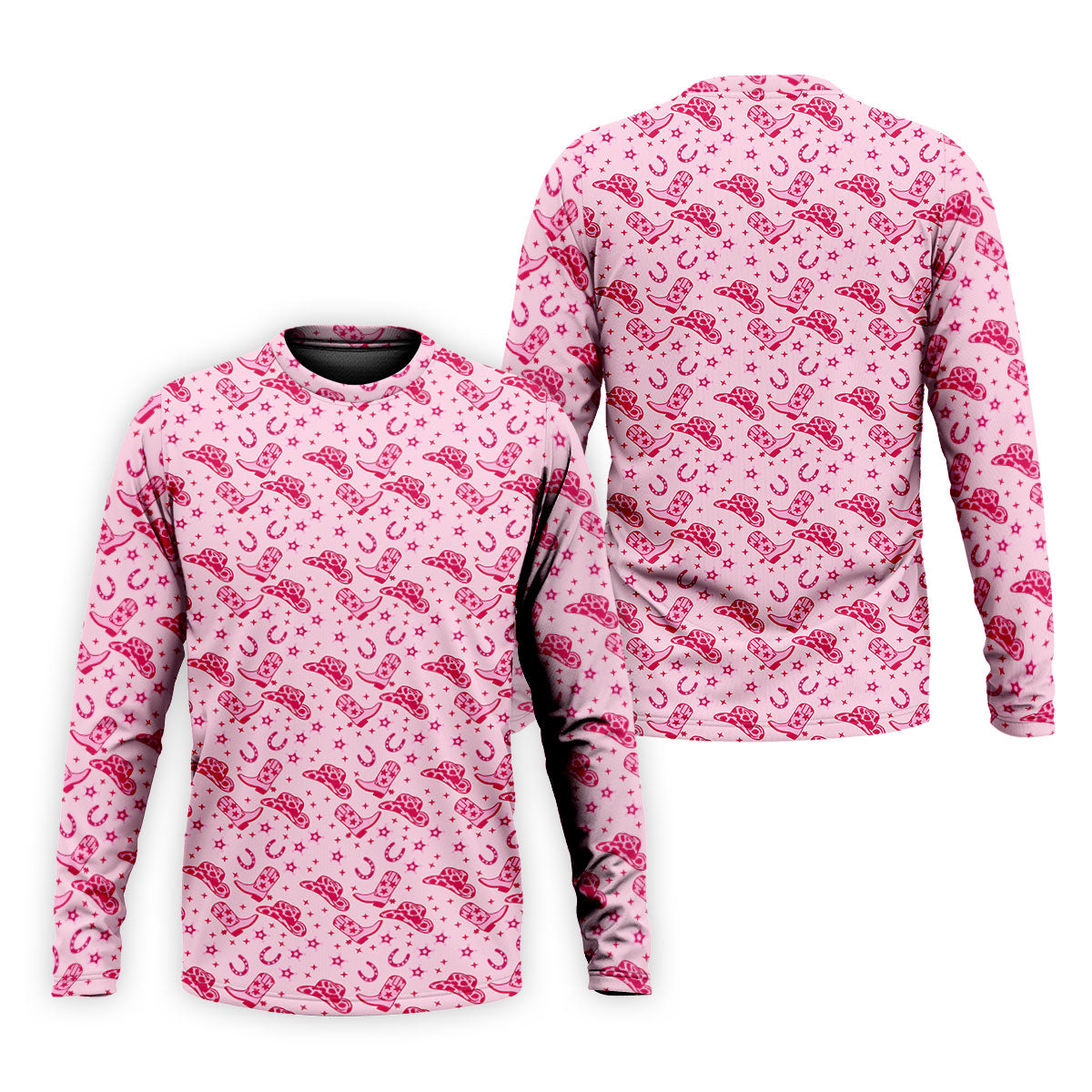 Pink Cowgirl Boots Hat Pattern Hawaiian Golf Shirt, Golf Polo Shirts For Men, Mens Golf Apparel