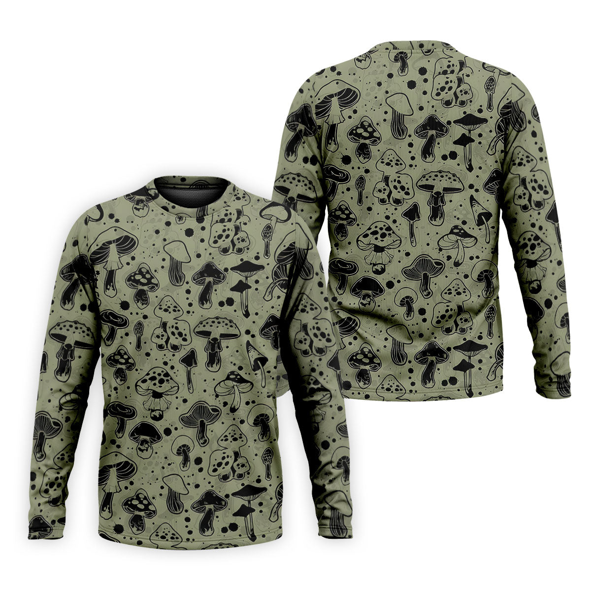 Vintage Mushroom Sketch Pattern Hawaiian Golf Shirt, Printed Golf Shirts, Golf Apparel For Men