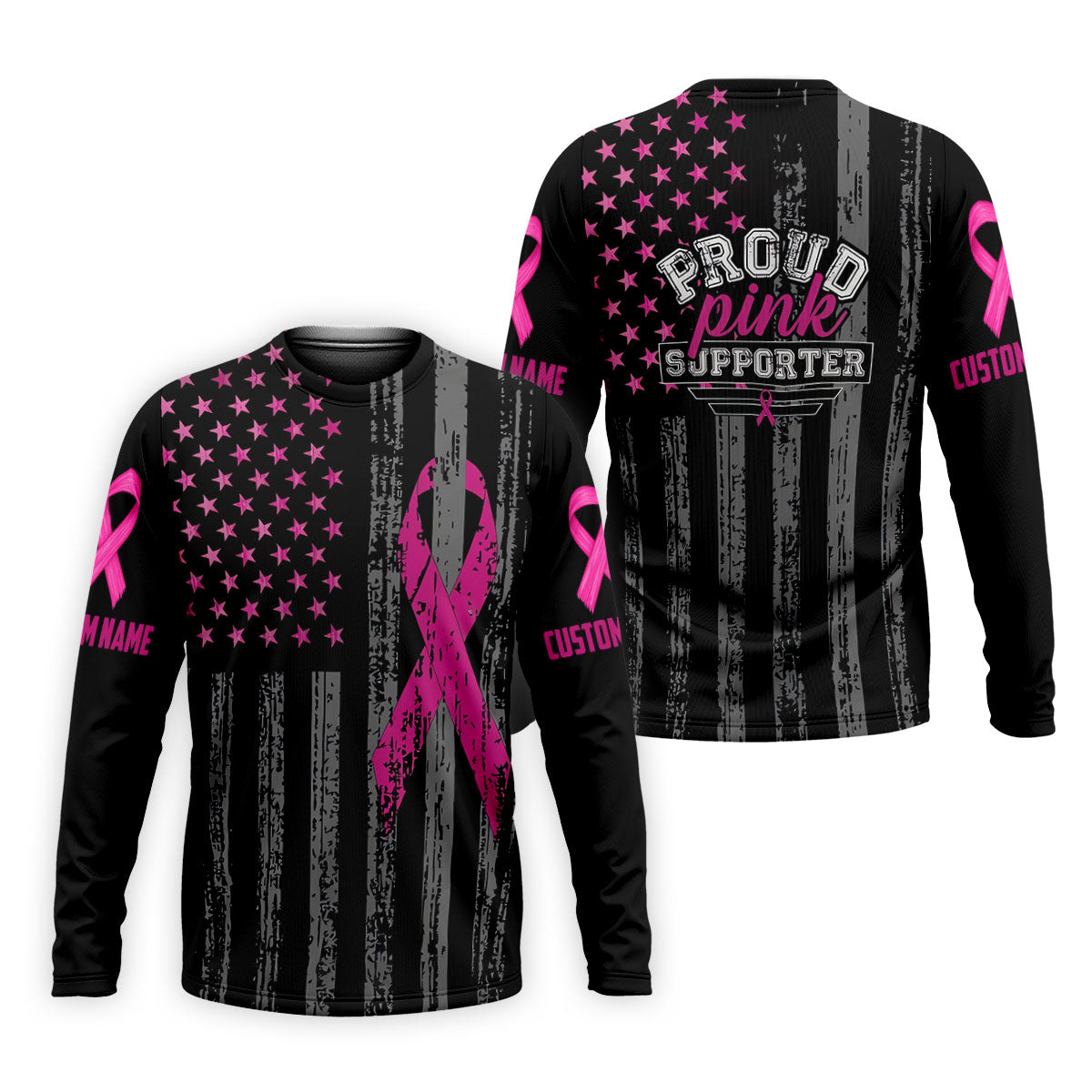 Custom Proud Pink Supporter Breast Cancer Men Polo Shirt, Mens Golf Polo, Awareness Golf Shirts