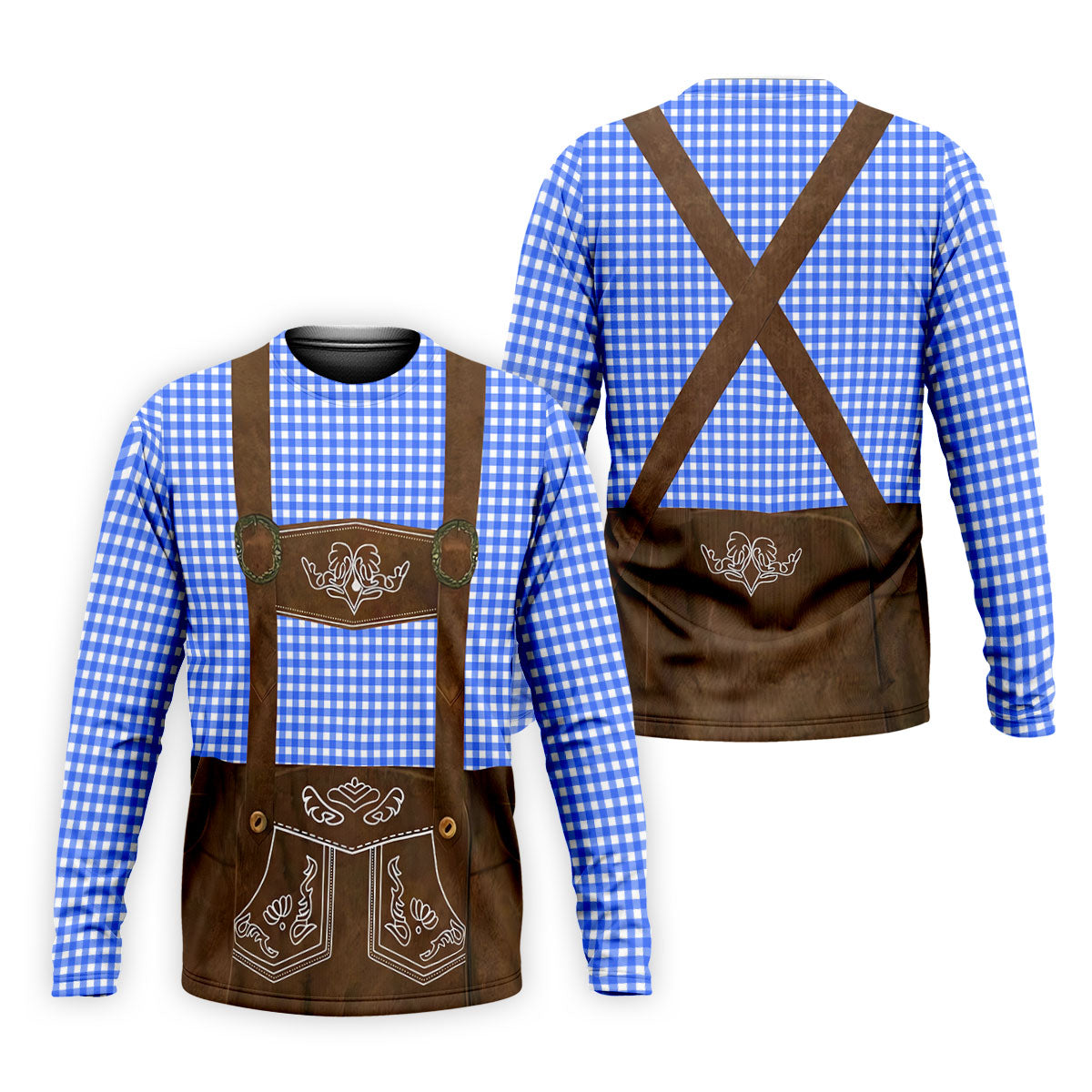 Blue Oktoberfest Lederhosen Illusion Sleeveless Golf Polo, Golf Shirts For Men, Mens Golf Apparel
