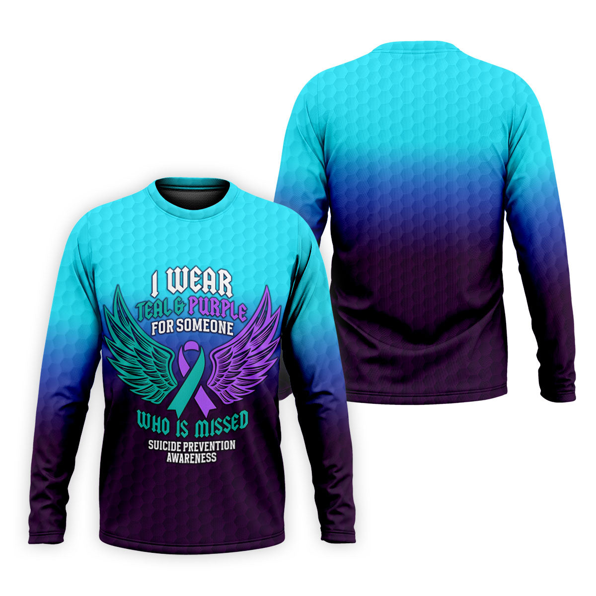 I Wear Teal And Purple Suicide Prevention Awareness Mens Golf Polo, Mens Golf Polo