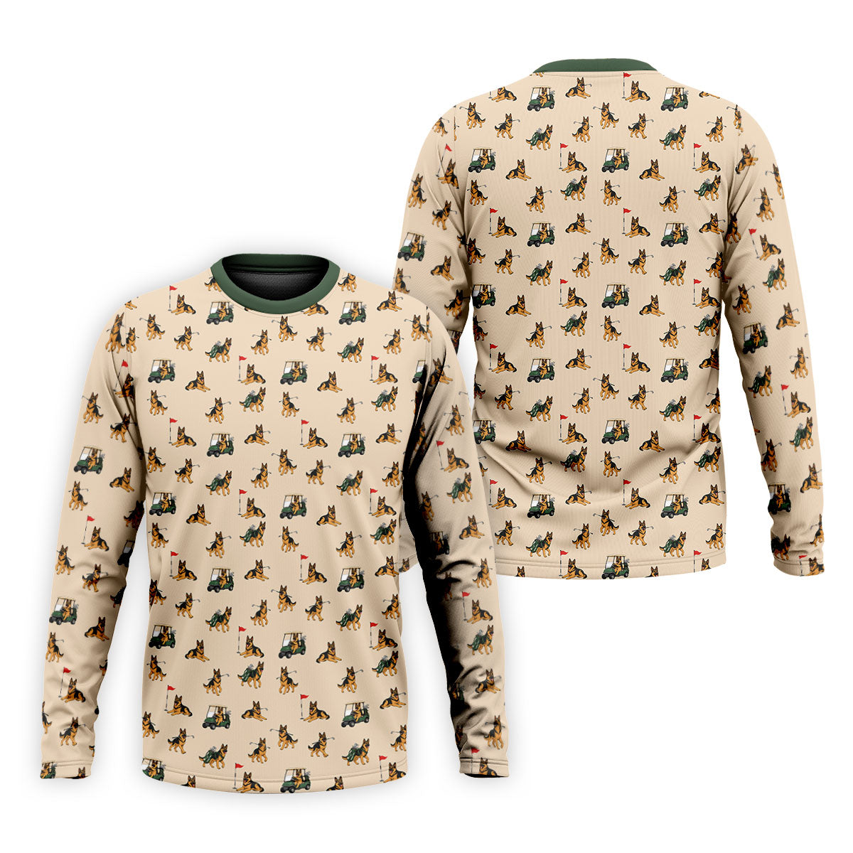 German Shepherd Golf Pattern Polo Shirt, Golf Shirts For Men, Mens Golf Apparel