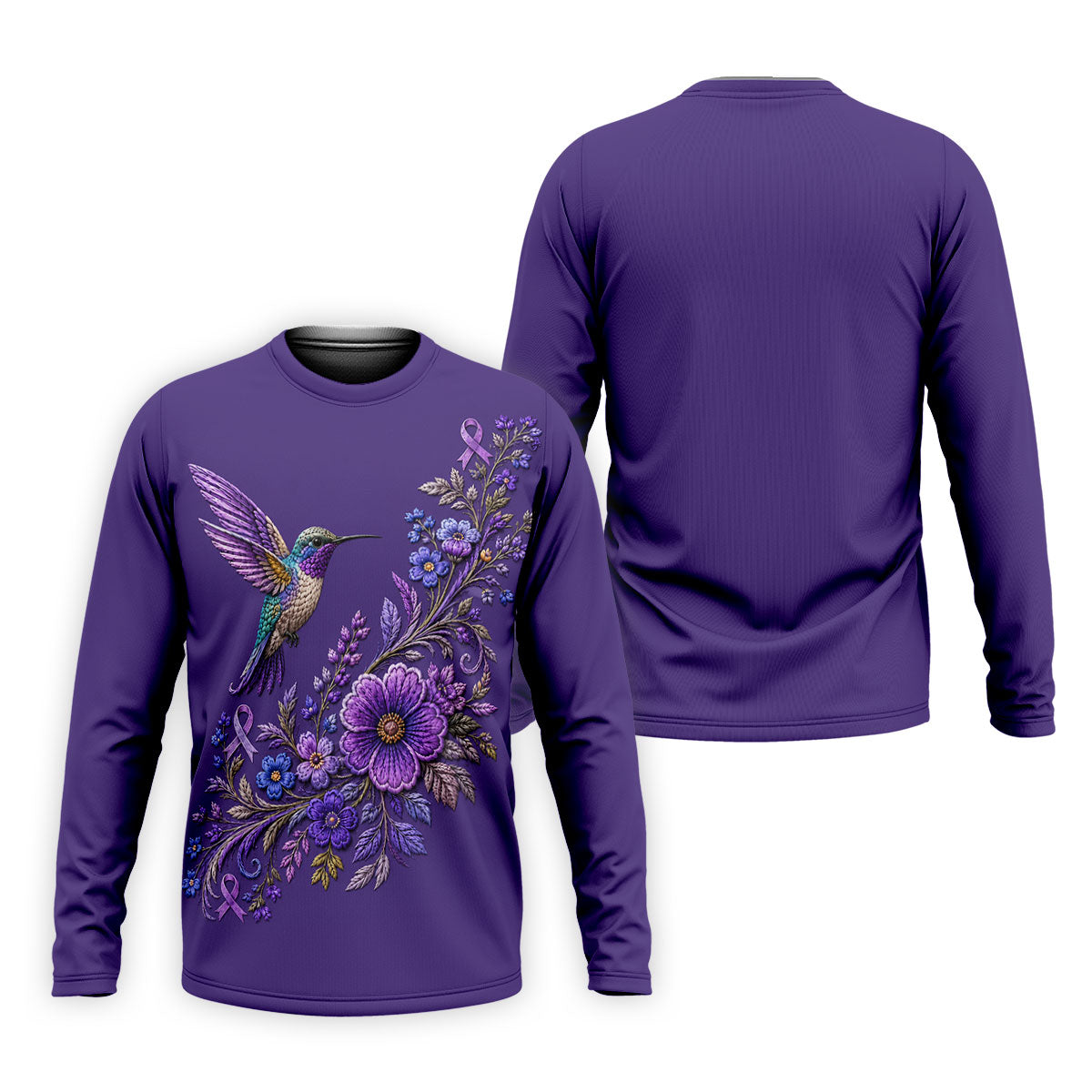 Purple Hummingbird Cancer Awareness Polo Shirt, Golf Shirts For Men, Mens Golf Apparel