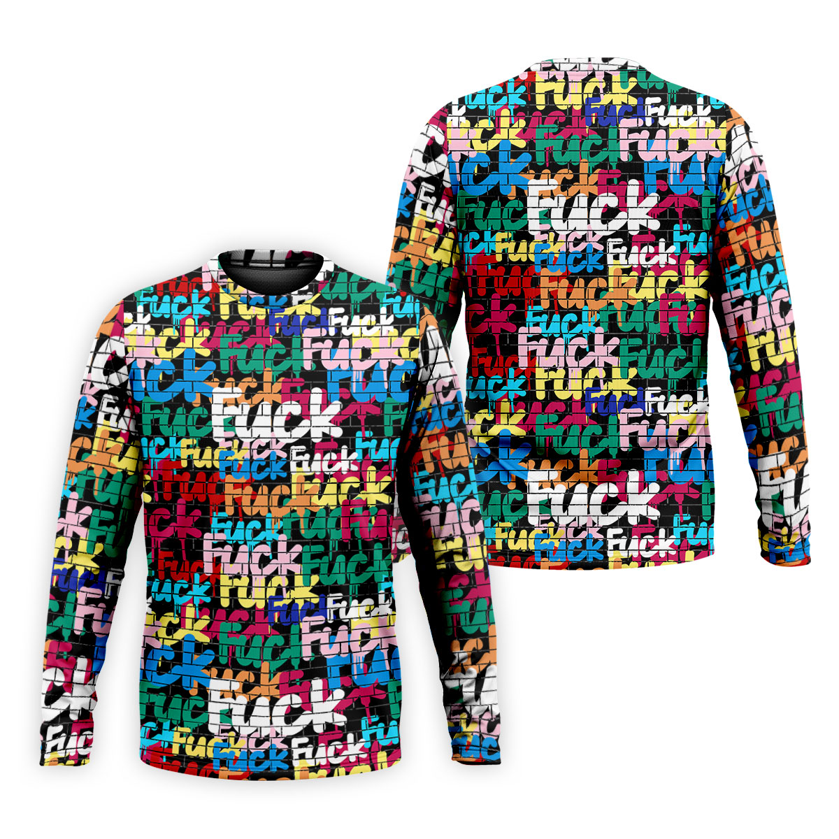 Bold Colorful Fuck Graffiti Typography Golf Shirt, Men's Golf Shirt, Golf Apparel For Men