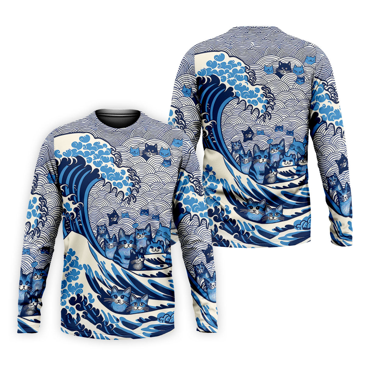 Japanese Wave Cat Hawaiian Golf Shirt, Golf Shirts For Men, Mens Golf Apparel