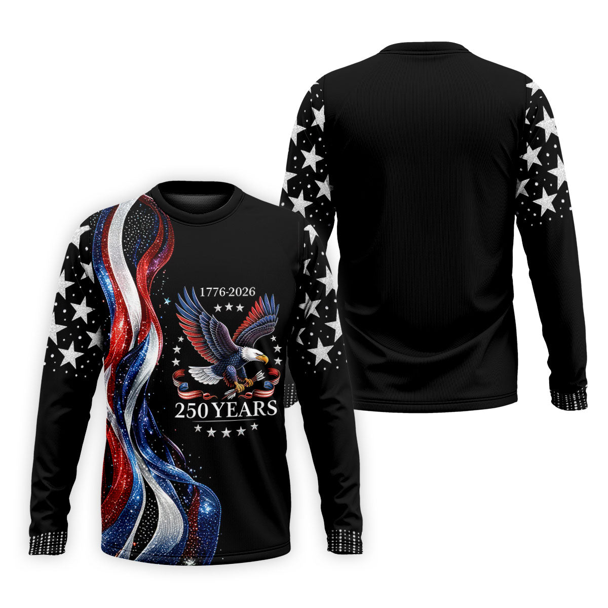 USA 250th Anniversary Bald Eagle Galaxy Art Golf Shirt, Patriotic 4th Of July Golf Shirts For Men
