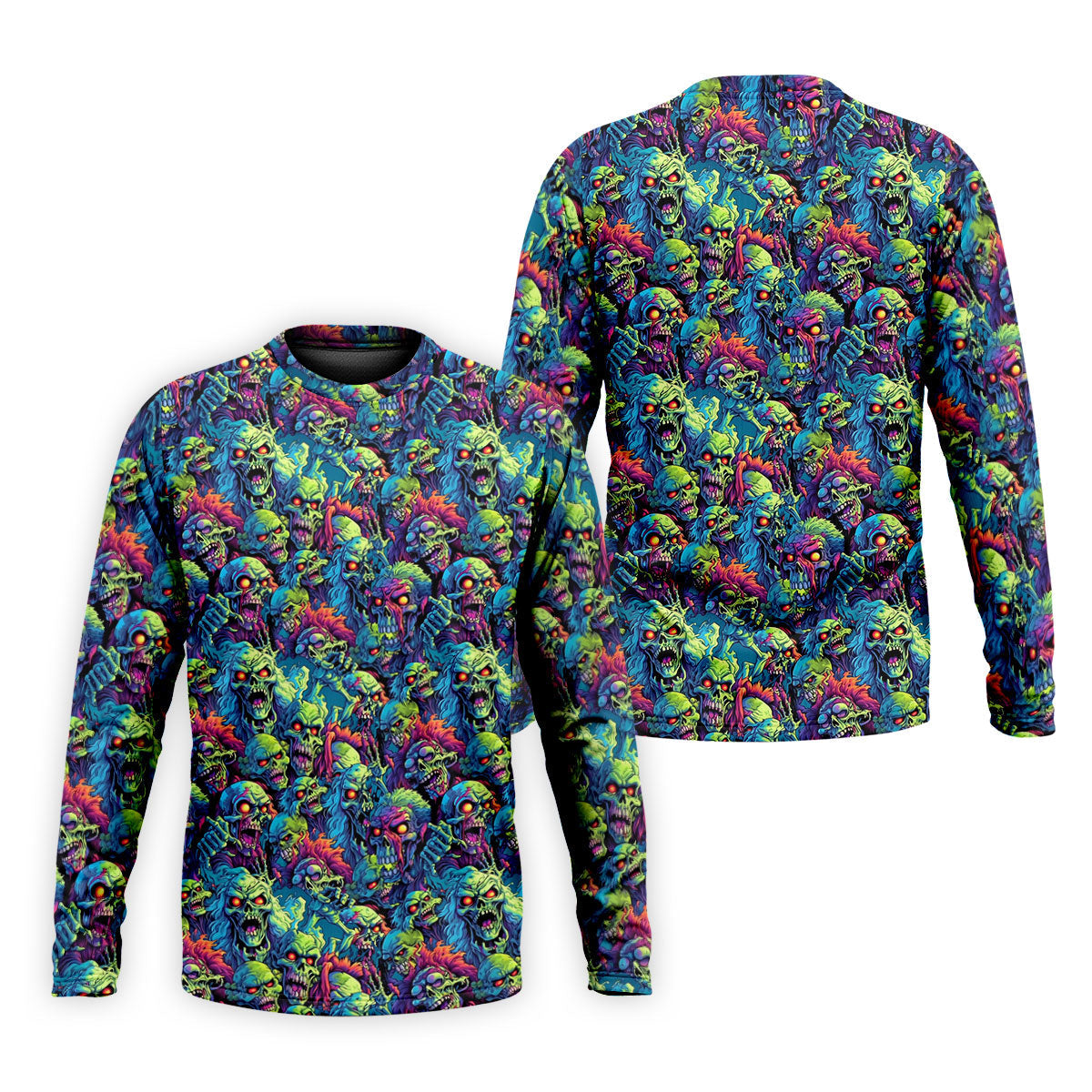 Colorful Zombie Head Pattern Halloween Golf Polo Shirt, Mens Golf Polo, Golf Shirts For Men