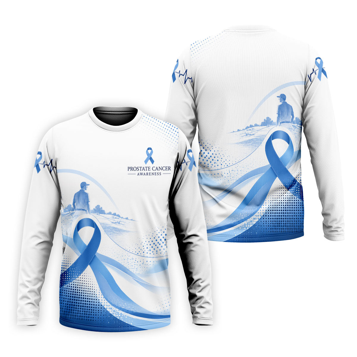 Blue Ribbon Golfer Prostate Cancer Awareness Polo Shirt, Golf Shirts For Men