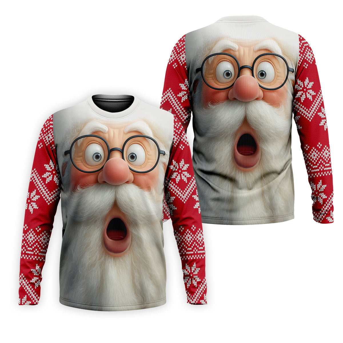 Surprised Funny Santa Claus Face Men's Golf Polo Shirts, Christmas Golf Shirt, Golf Gift For Men