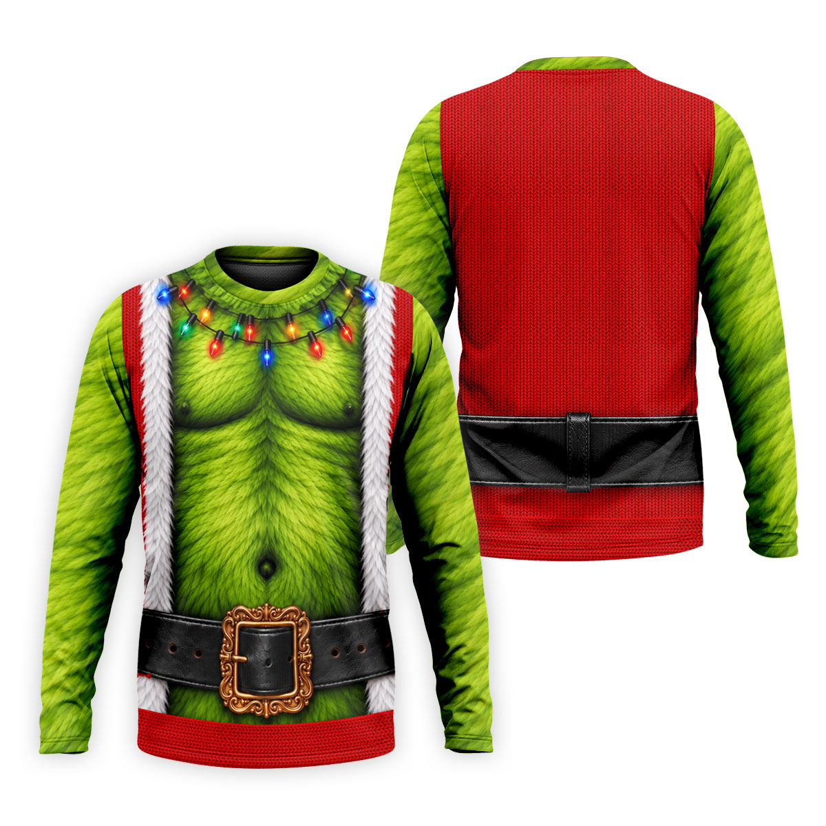 Green Furry Christmas Lights Golf Polo Shirt, Christmas Golf Shirt, Mens Golf Apparel
