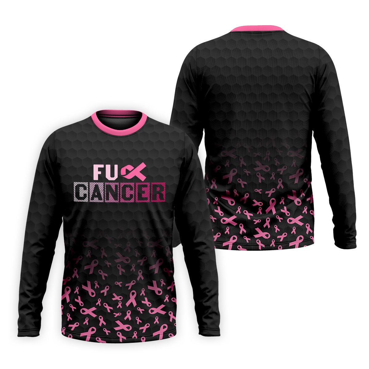 Fuck Cancer Black Pink Ribbon Breast Cancer Polo Shirt, Men's Golf Shirt, Mens Golf Polo