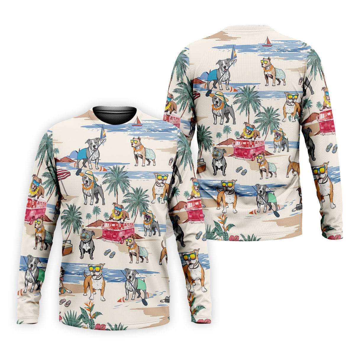 Pit Bull Beach Vacation Tropical Golf Polo Shirt, Hawaiian Golf Shirt, Golf Shirts For Men