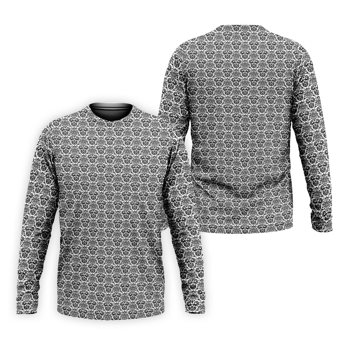 Vintage Monochrome Damask Golf Polo Shirt, Printed Golf Shirts, Mens Golf Shirts