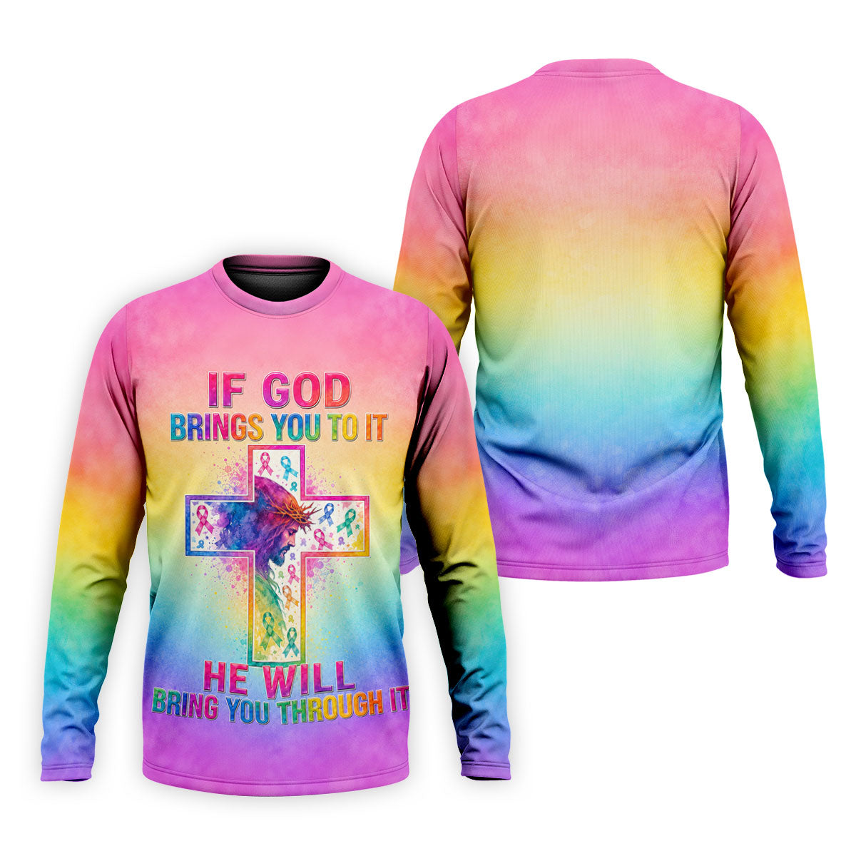 If God Brings You To It Cancer Cross Polo Shirt, Mens Golf Polo, Golf Apparel For Men