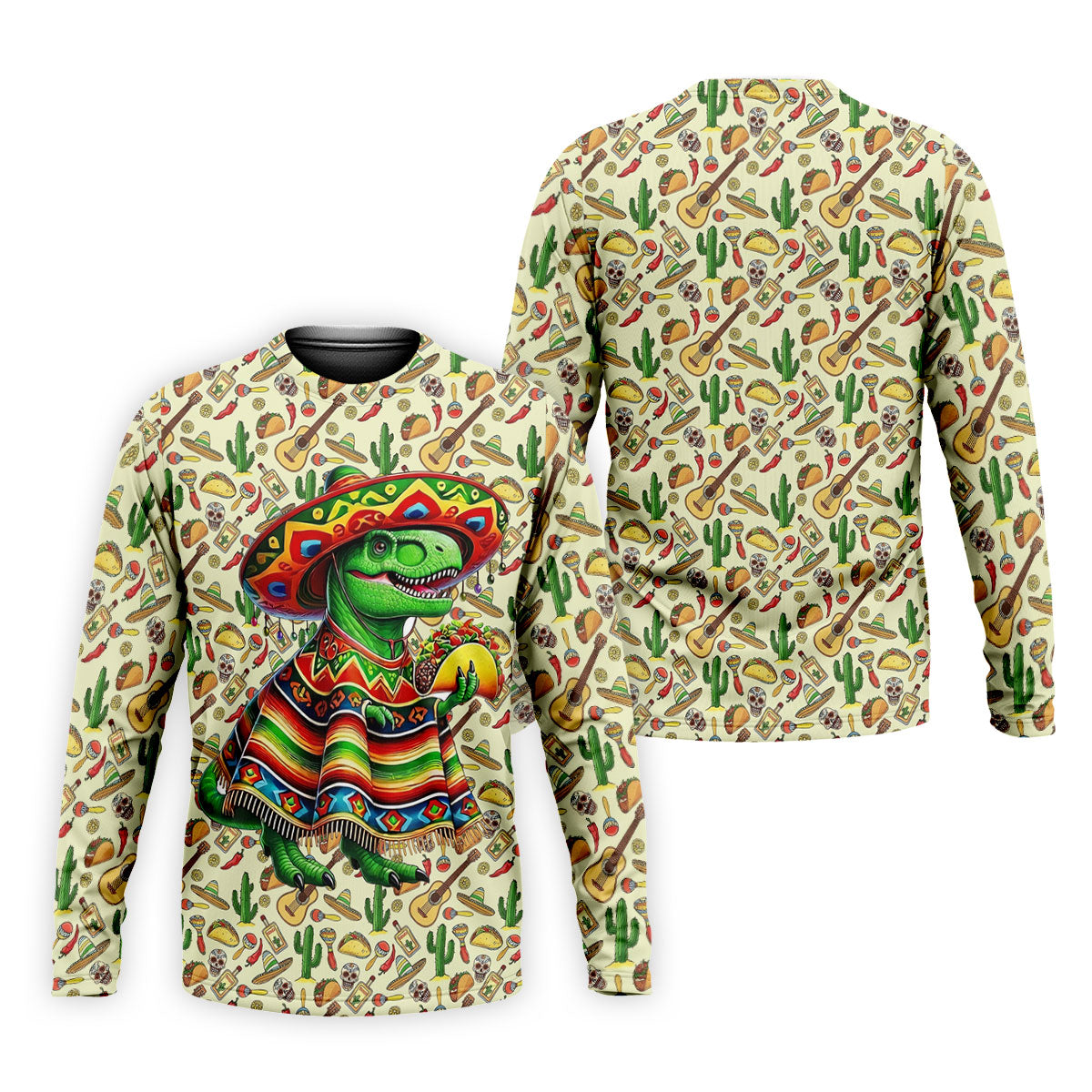 Dinosaur Taco Fiesta Time Golf Tops For Men, Cinco De Mayo Celebration Golf Shirts For Men