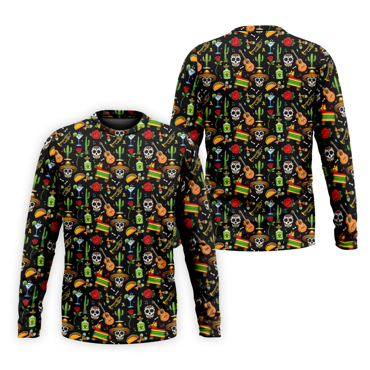 Decorated Skulls Party Items Cinco De Mayo Celebration Fiesta Themed Black Golf Shirts For Men