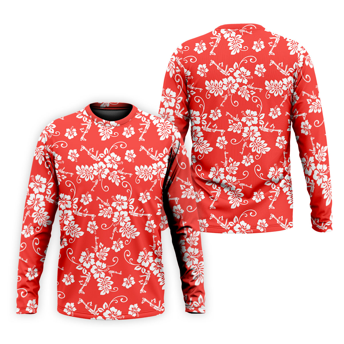 Tropical Flower Red Golf Shirt, Hawaiian Golf Shirt, Polo Shirts For Men, Golf Shirts For Men