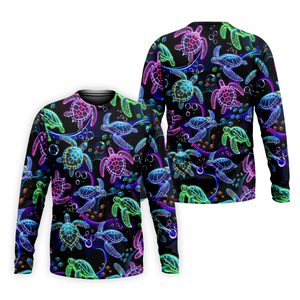 Neon Sea Turtle Ocean Pattern Hawaiian Golf Polo Shirt, Mens Golf Polo, Printed Golf Shirts