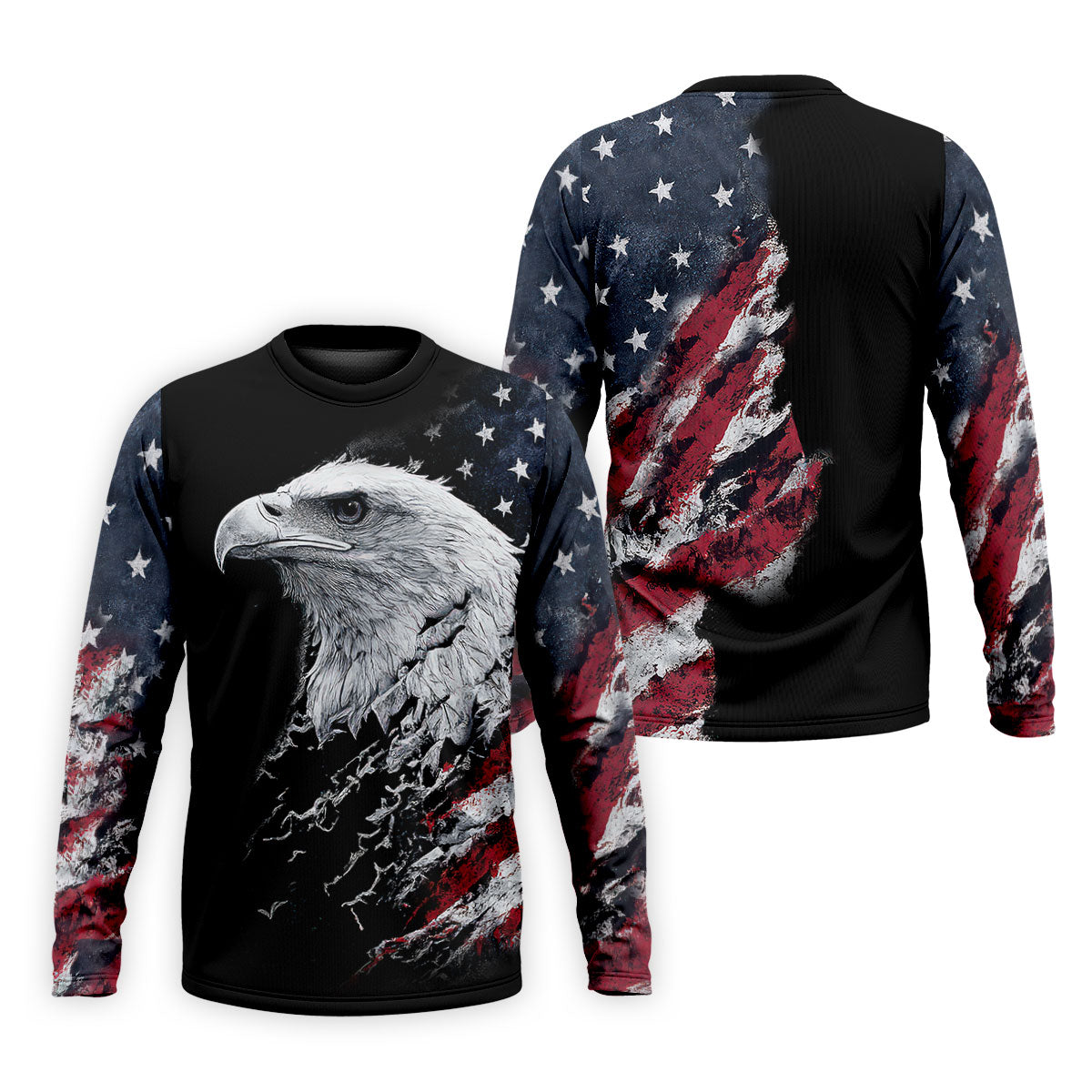 American Flag Bald Eagle Shattering Effect Golf Shirt, Patriotic Golf Shirt, Golf Shirts For Men