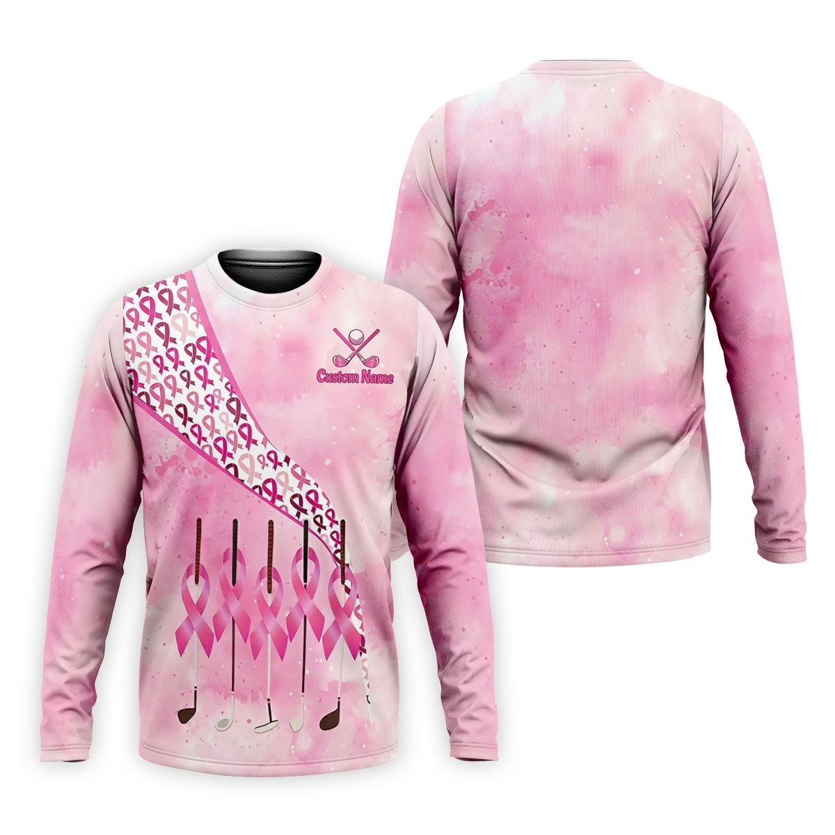 Custom Golf Club Breast Cancer Ribbon Polo Shirt, Mens Golf Shirts, Polo Shirts For Men