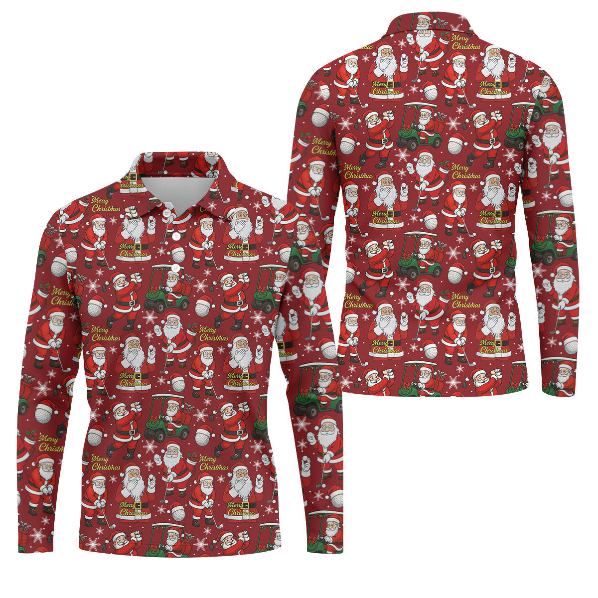 Funny Santa Golfing Christmas Polo Shirts, Christmas Golf Shirt, Polo Shirts For Men, Golf Gift For Men