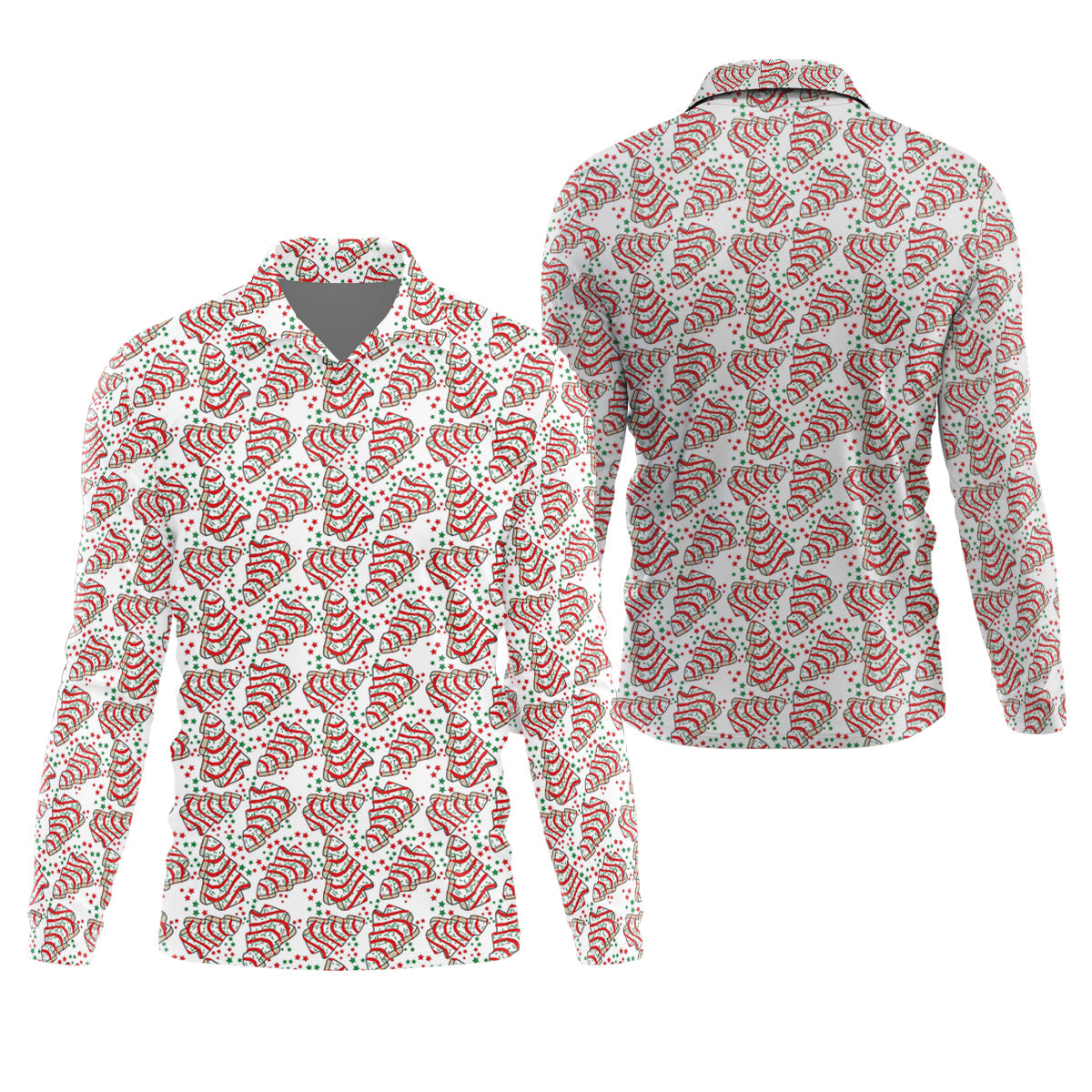 Christmas Tree Cakes White And Red Golf Tops For Men, Christmas Golf Shirt, Polo Shirts For Men