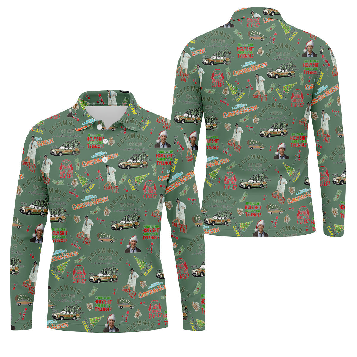 Tree Farm Moss Green Christmas Golf Shirt, Men's Funny Golf Shirts, Polo Shirts For Men
