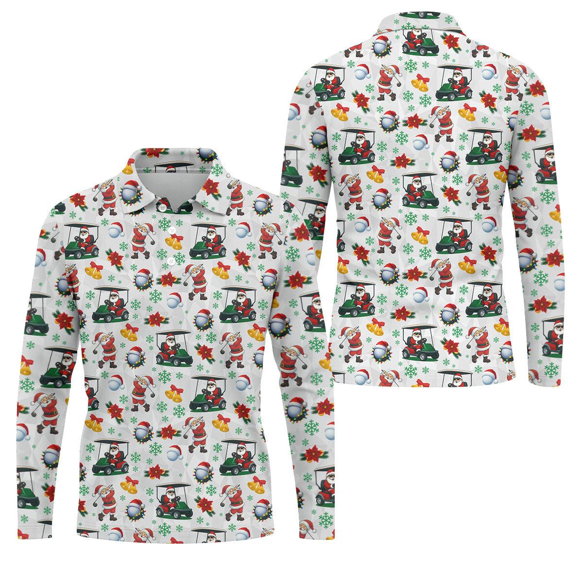 Santa Christmas White Polo Shirt ??ns, Fun Golf Shirts For Men, Christmas Golf Shirt, Golf Shirts For Men