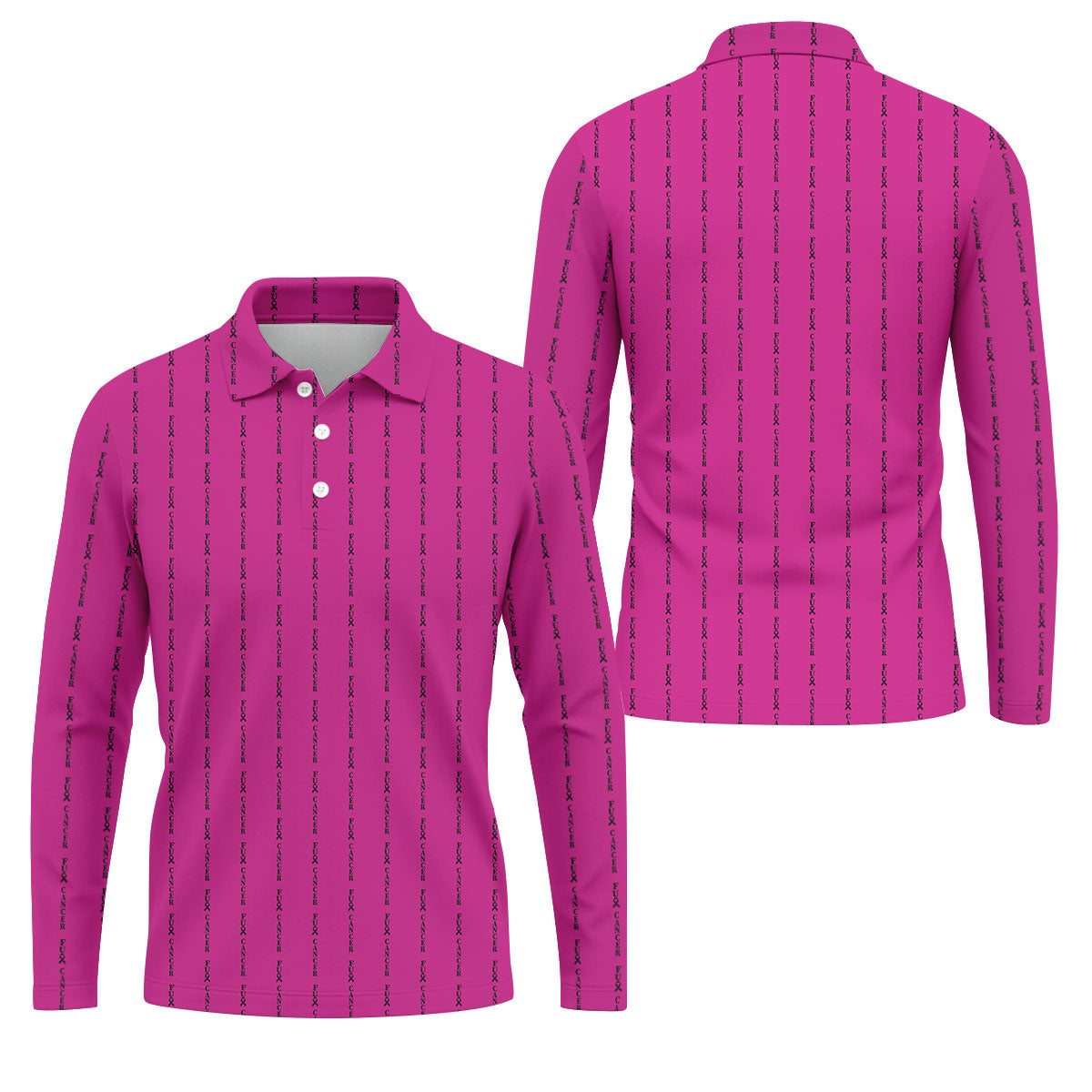 Fcancer Men's Golf Shirt, Breast Cancer Awareness Shirt, Pink Golf Shirt, Golf Shirts For Men