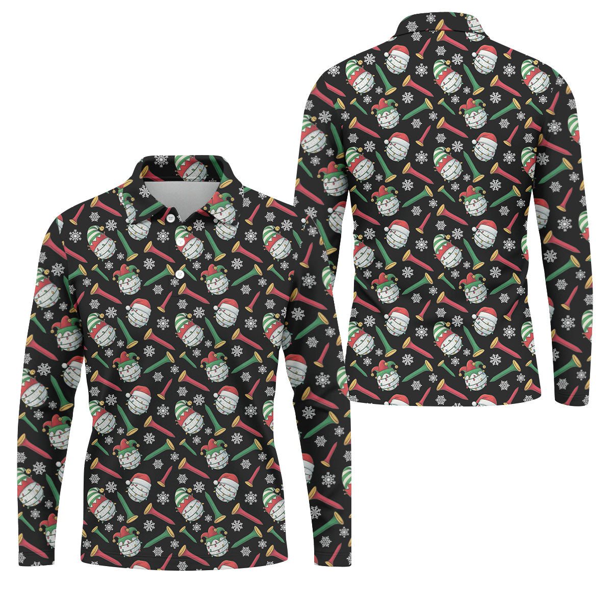 Funny Golf Ball Christmas Golf Shirt, Men's Funny Golf Shirts, Christmas Golf Gift, Golfing Apparel