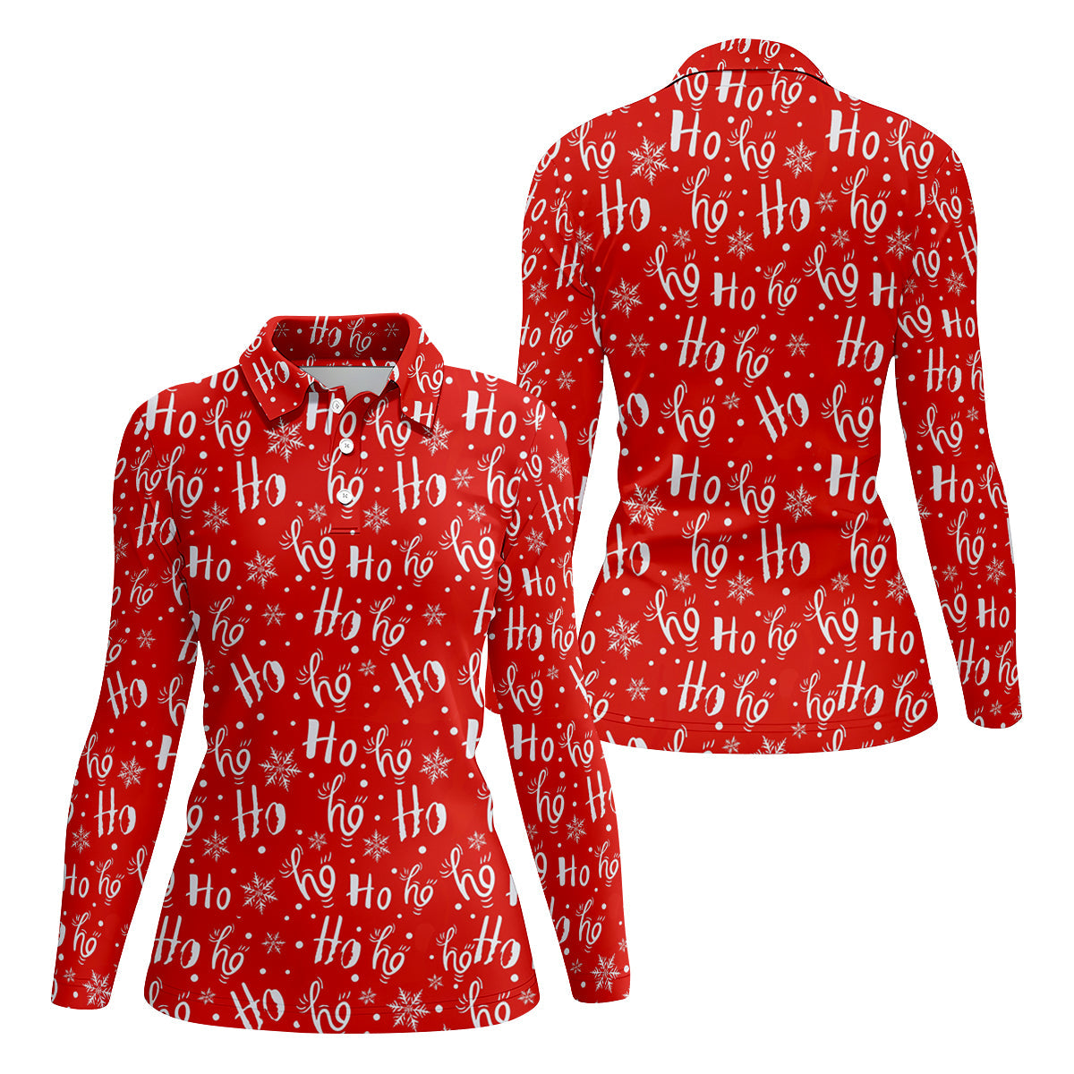 Ho Ho Ho Red Christmas Ladies Golf Tops, Fun Women's Golf Shirts, Christmas Golf Shirt, Golf Shirt For Women