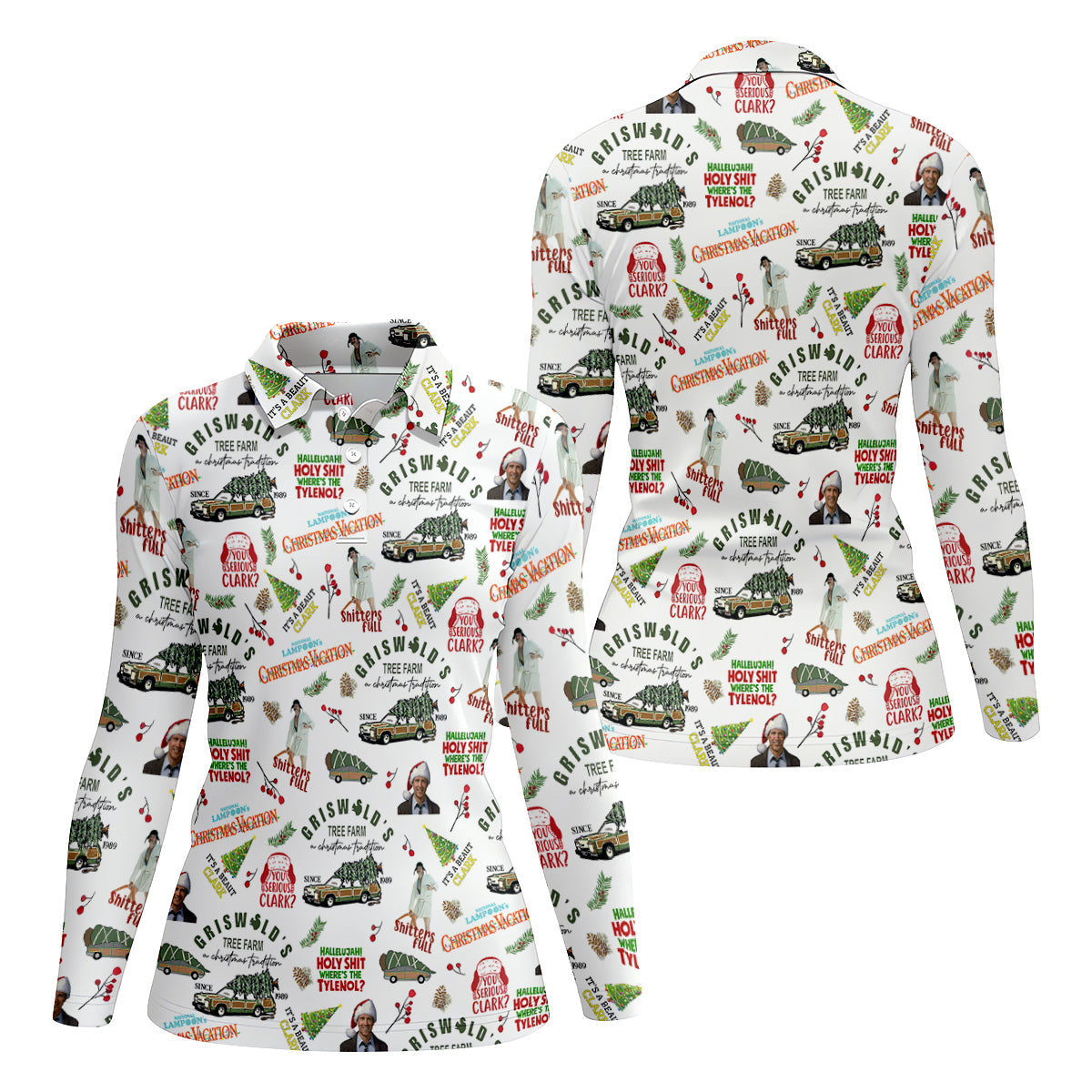 Tree Farm Christmas Golf Shirt, White Polo Women, Fun Women's Golf Shirts, Ladies Golf Polos