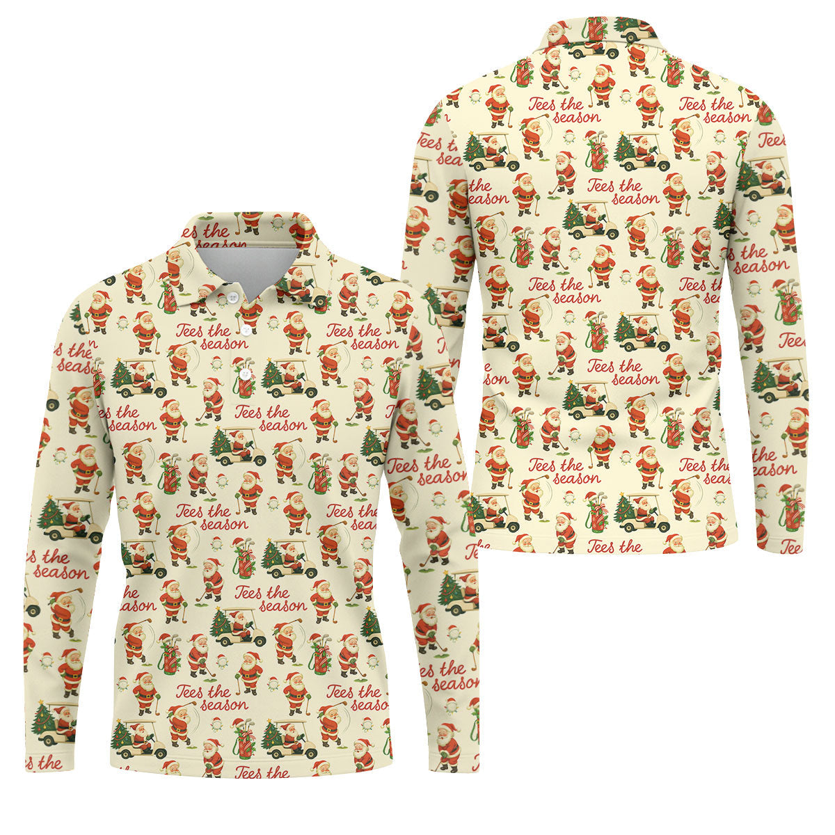 Tees The Season Funny Santa Claus Golf Tops For Men, Christmas Golf Shirt, Polo Shirts For Men, Golf Gift For Men
