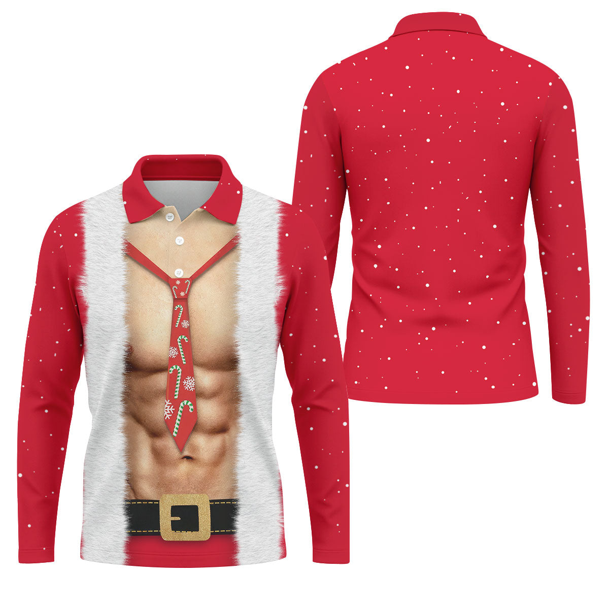 Funny Santa Muscle Cosplay Christmas Golf Shirt, Polo Shirts For Men, Fun Golf Shirts For Men, Golf Gift For Men