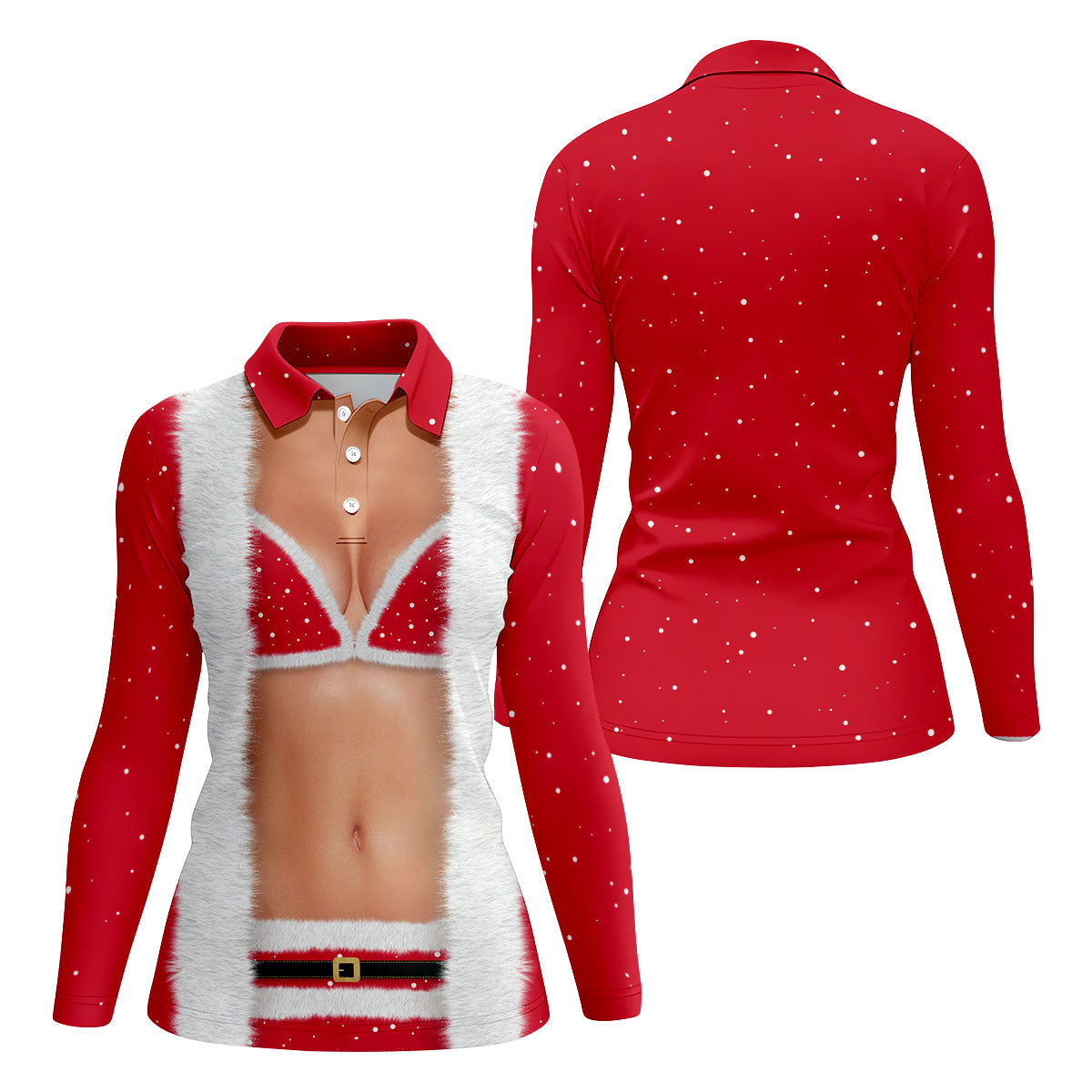 Funny Santa Women Cosplay Christmas Golf Shirt, Fun Women's Golf Shirts, Ladies Golf Tops